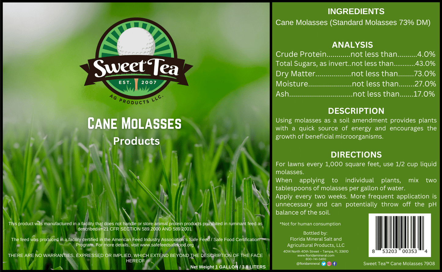 Sweet Tea Cane Molasses Soil Amendment (1 gallon)