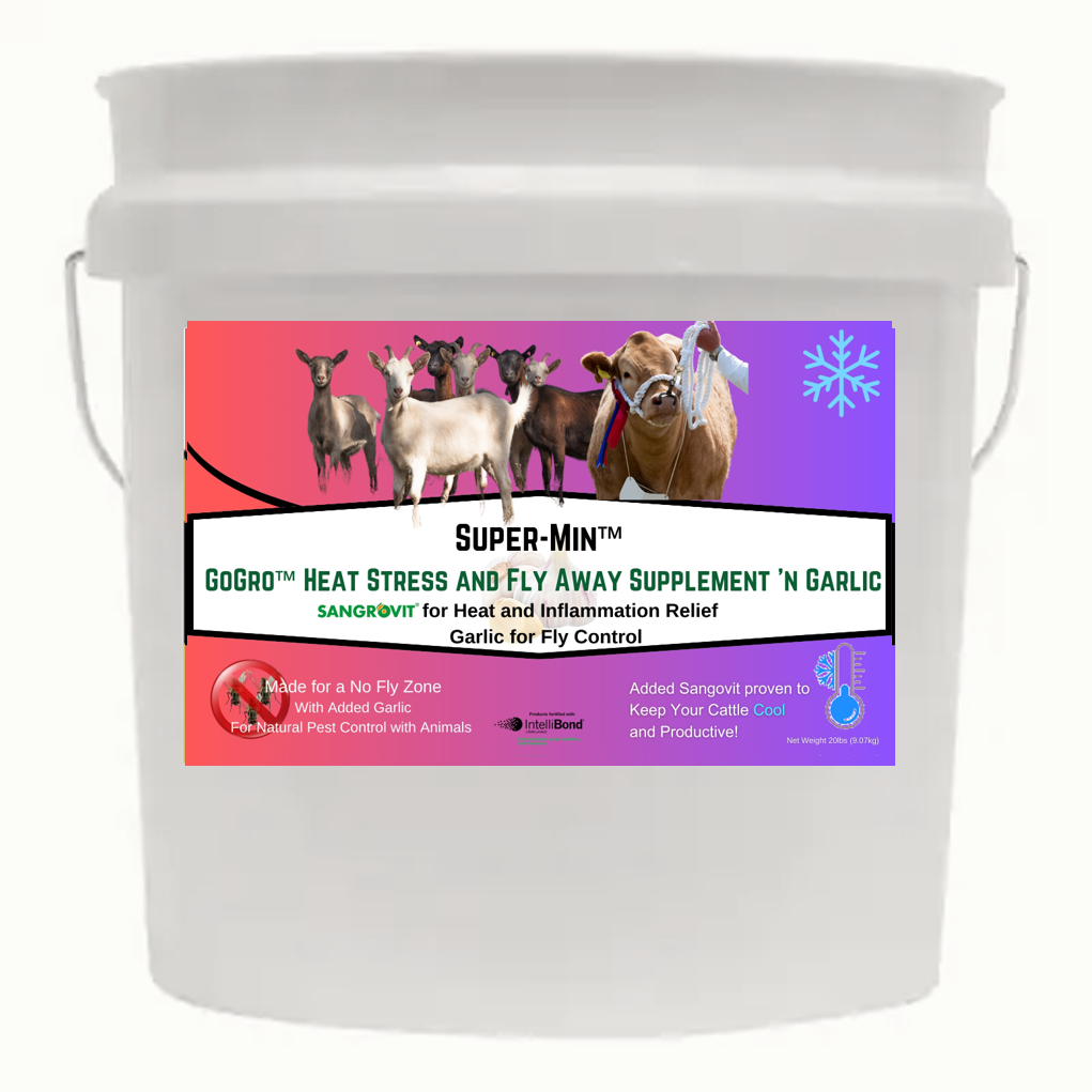 Super-Min™ GoGro™ Heat Stress and Fly Away Supplement w' Garlic (20lb Pail)