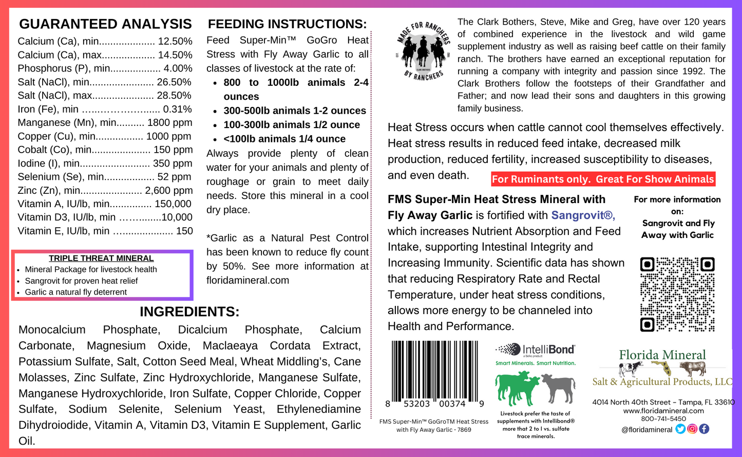 Super-Min™ GoGro™ Heat Stress and Fly Away Supplement w' Garlic (20lb Pail)