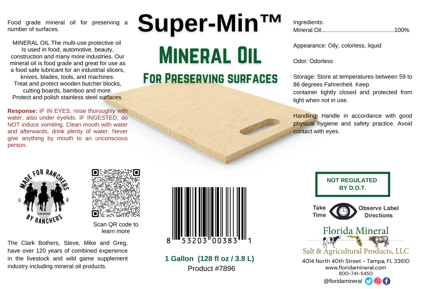 Mineral Oil for Lubricating and Protecting Cutting Boards, Butcher Blocks, Stainless Steel items, Knives (1 Gallon)