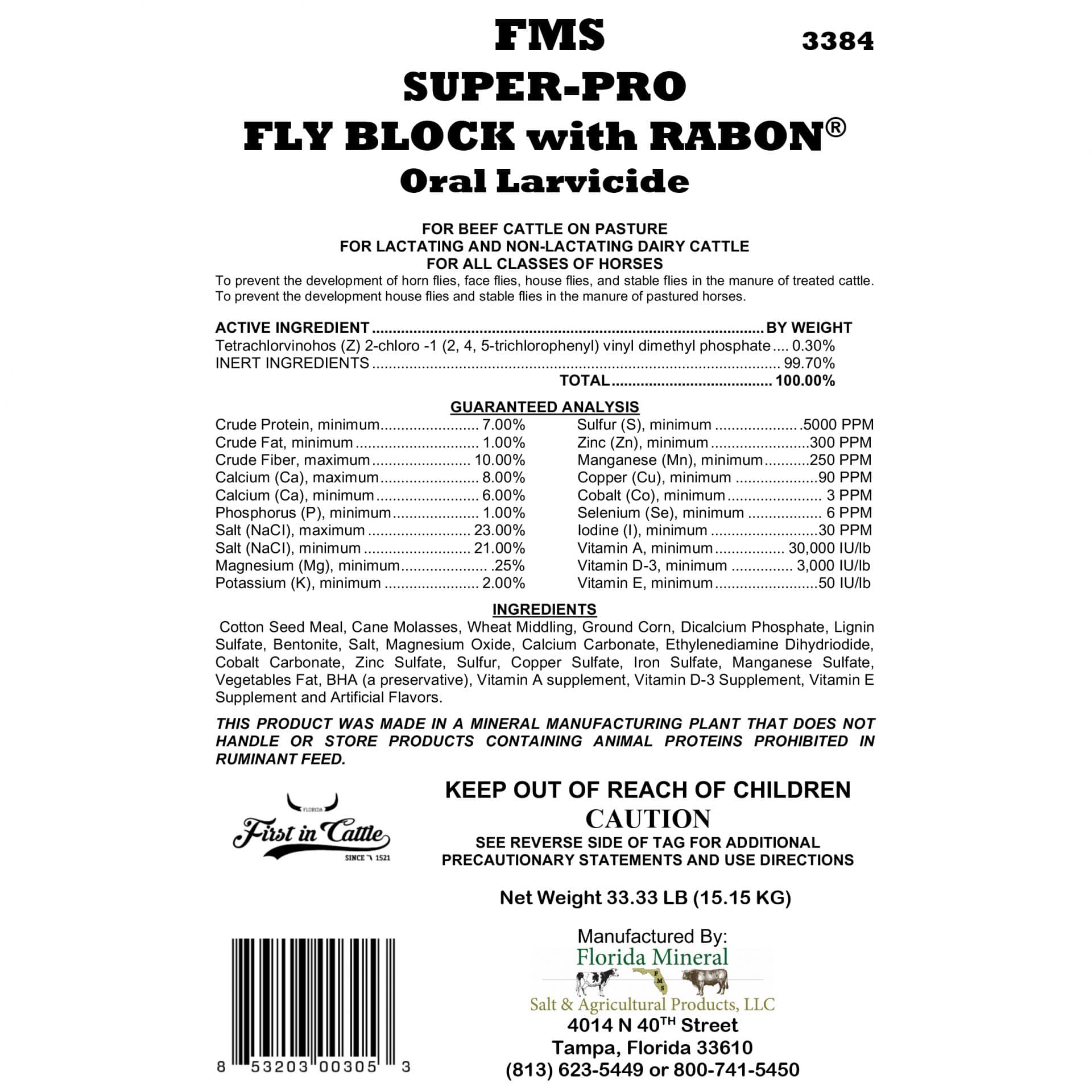 Super-Pro Fly Block with RABON® Oral Larvicide (33lb Block) – Florida ...