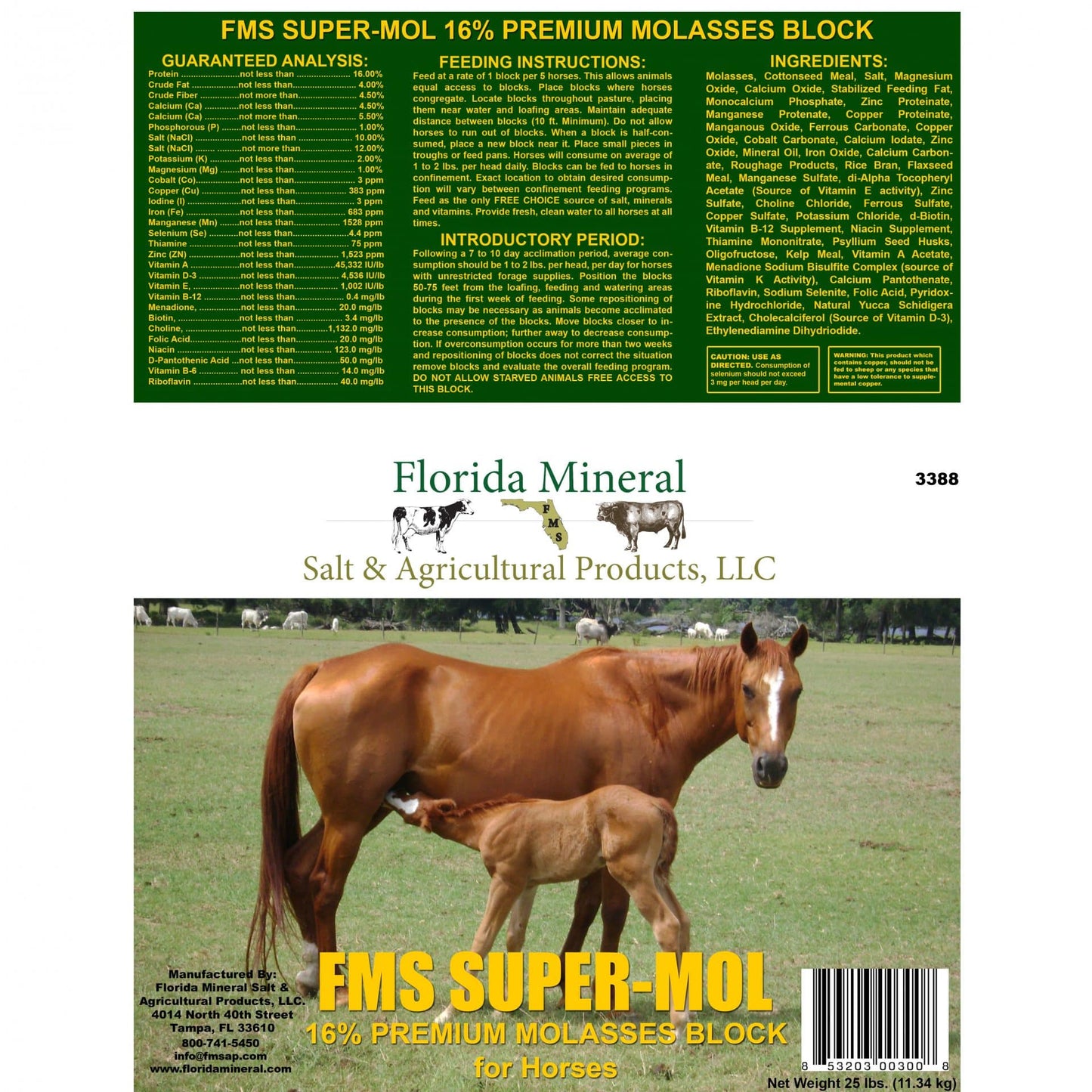 Super-Mol 16% Premium Molasses for Horses (25lb Block)