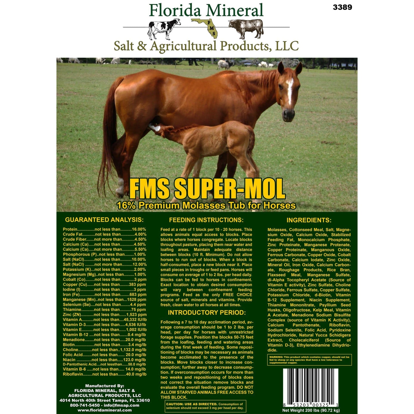 Super-Mol 16% Premium Molasses for Horses (200lb Tub)