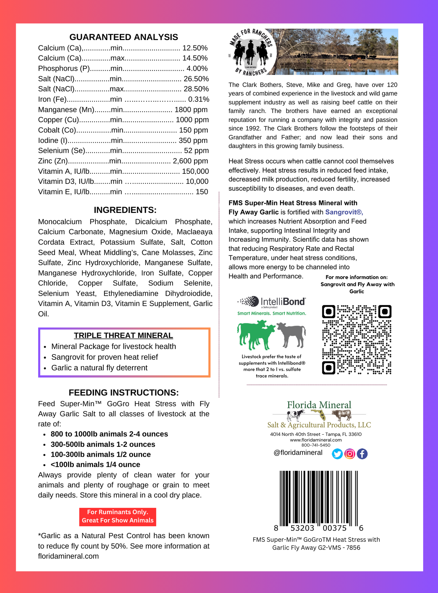 Super-Min™  GoGro™ Heat Stress and Fly Away Supplement w' Garlic (8lb Pouch)
