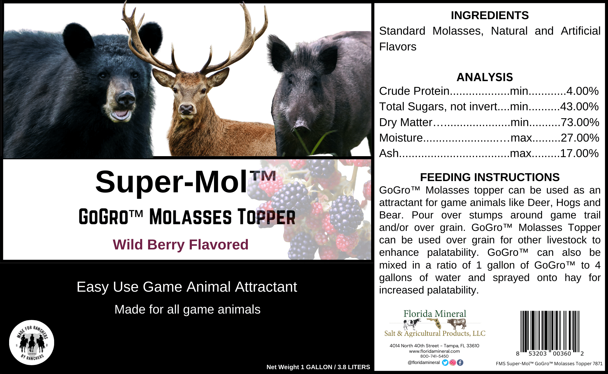 Go Gro Module 1.5l Super-Mol™ GoGro™ Molasses Topper with Wild Berry Flavor (1 gallon ...
